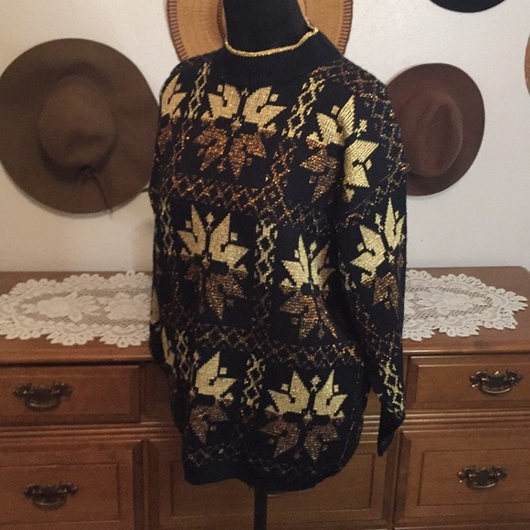VTG 80’s Metallic Snowflake Knit Sweater - Picture 9 of 14